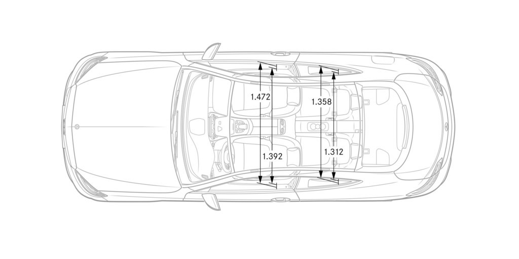Vnitřní rozměry Pohled shora AMG linie